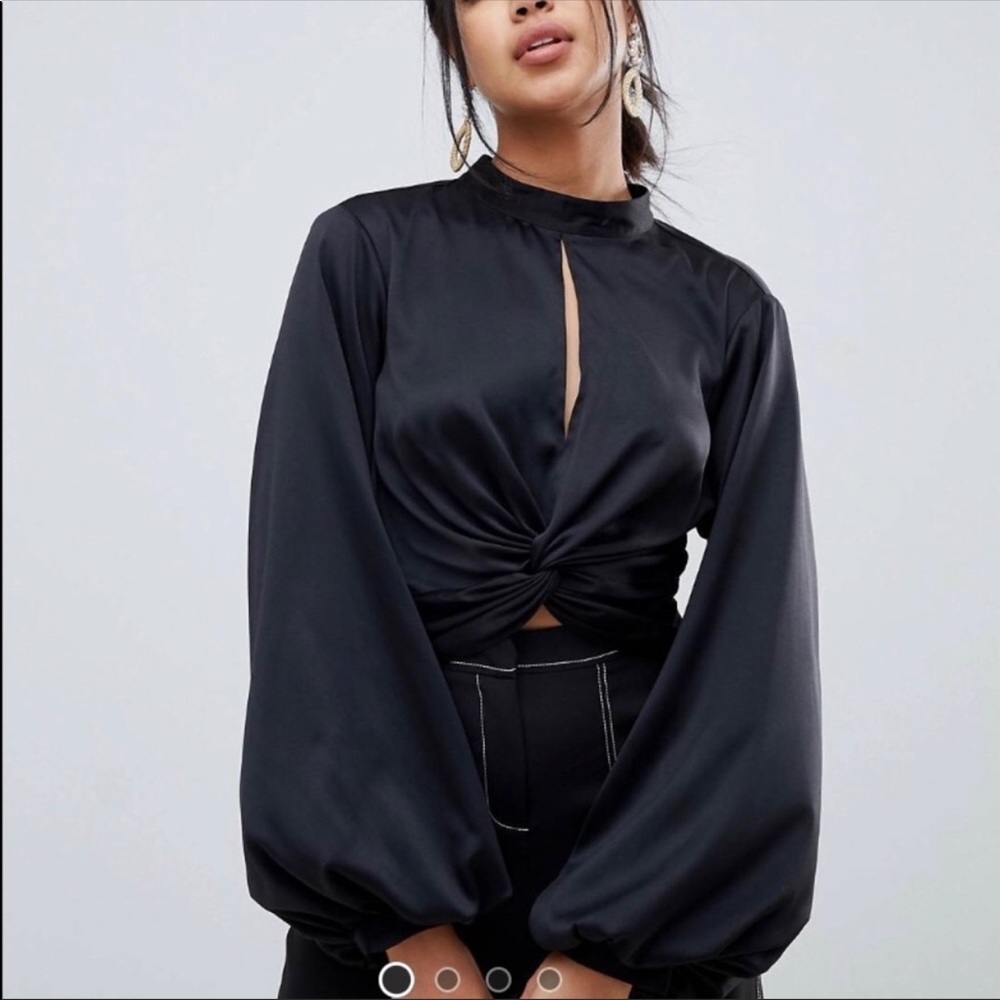 ASOS blk satin crop top - size 6